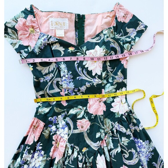 80's Vintage Loralie Floral Cotton Swing Square Dance Sweetheart Dress 6 fits XS - Picture 8 of 10